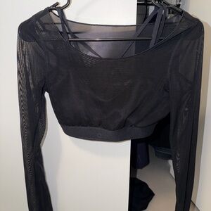 ALO Yoga Black Sheer Crop Top
